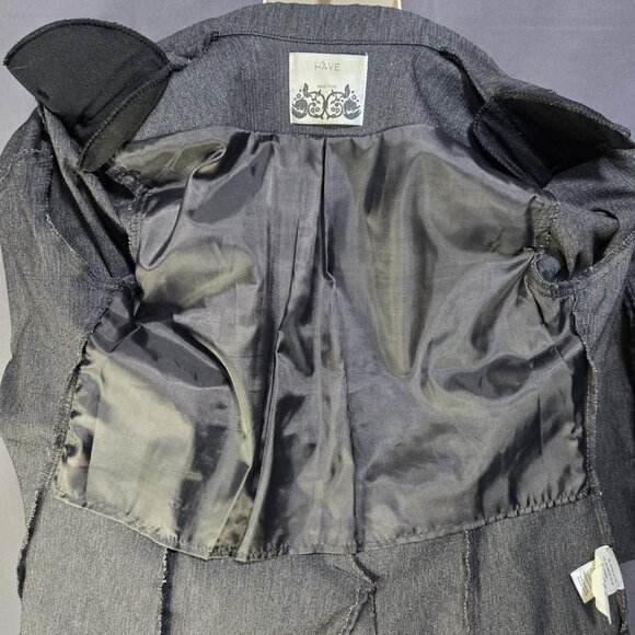 Y2K Gray Fitted Blazer Jacket Size L Office Siren 2000s Academia Stretch - Picture 11 of 12